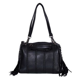 Satchel with braid and tassel accent